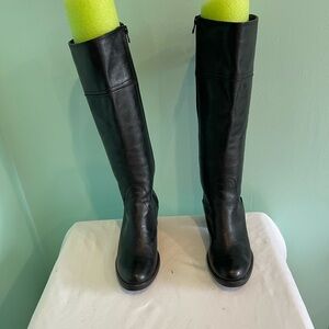 Women's Black Over-the-Knee Leather Boots - Sleek Zip-Back Design